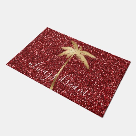 Paillasson Gold Palm Tree Dream Parties scintillant rouge (Incliné)