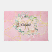 Paillasson Gold Script Monogramme rose Géode Agate Floral (Devant)