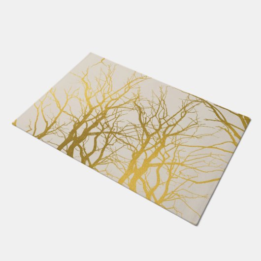 Paillasson Gold Tree Branches Motif Arrière - plan beige (Incliné)