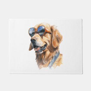 Paillasson Golden Retriever avec lunettes de soleil 2