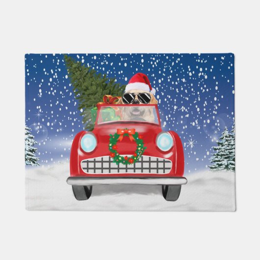 Paillasson Golden Retriever Chien Conduite Voiture En Noël De (Devant)