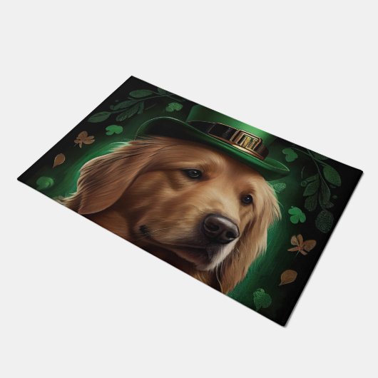 Paillasson Golden Retriever Dog in St. Patrick's Day (Incliné)