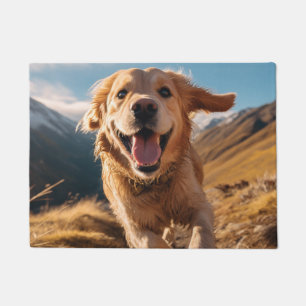 Paillasson Golden Retriever heureux en train de courir