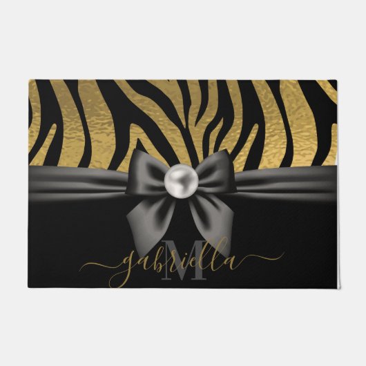Paillasson Golden Zebra Print et Bow (Devant)