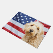 Paillasson Goldendoodle avec drapeau américain (Incliné)