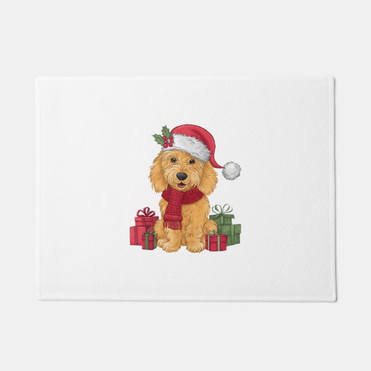 Paillasson Goldendoodle chien vêtements de Noël Santa Hat Chi (Devant)