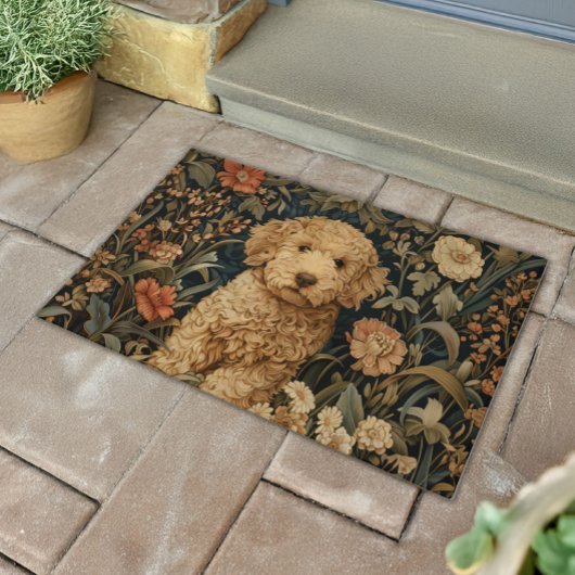 Paillasson Goldendoodle Chiot dans William Morris Style Garde