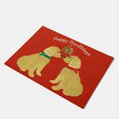 Paillasson Goldendoodles Personnalisés S'embrasser Sous Mistl (Incliné)