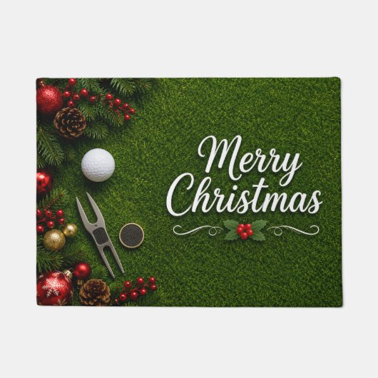 Paillasson Golf de Noël sur gazon vert (Devant)