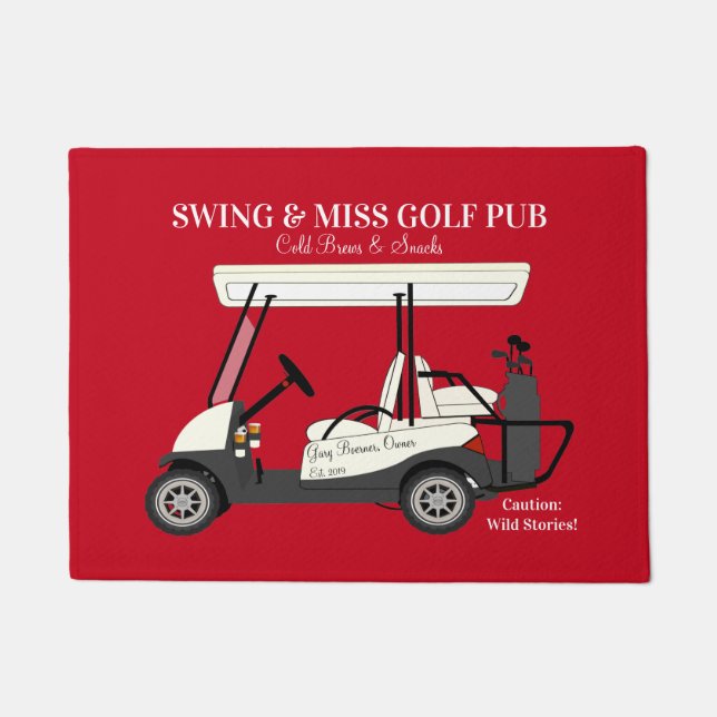 Paillasson Golf Pub Golf Cart Bière & Snacks Wild Stories (Devant)
