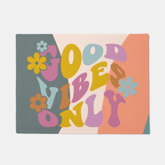 Paillasson Good Vibes seulement Citation Retro 60s Hippie Des (Devant)