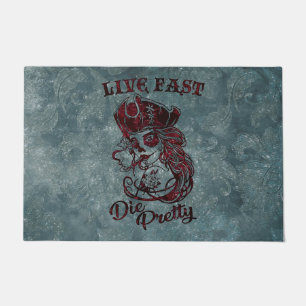 Paillasson Gothique Pirate Skull Femme Vivre Fast Die Jolie