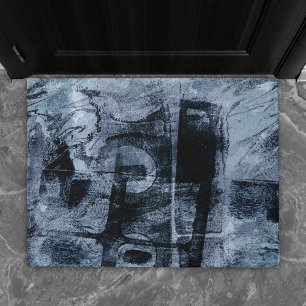 Paillasson Graffiti peint Grunge Dark Navy et Denim Blue
