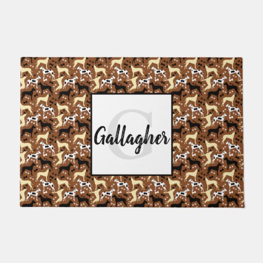 Paillasson Grand Danois Monogramme Nom Porte (Devant)