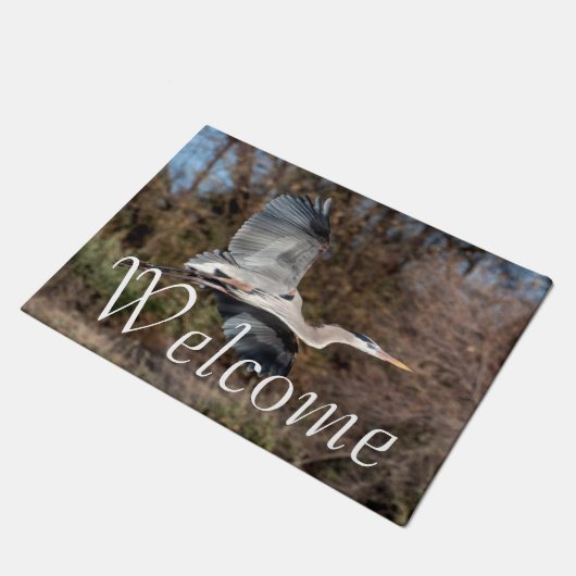 Paillasson Grand Héron bleu en vol (Incliné)