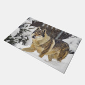 Paillasson Grand Loup sauvage gris dans la neige (Incliné)