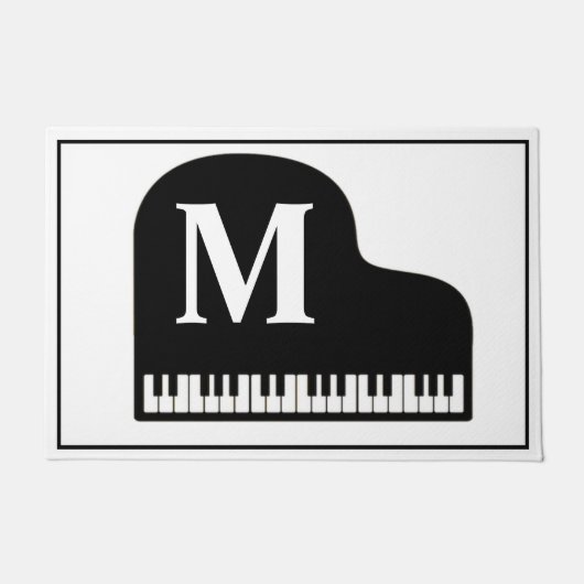 Paillasson Grand Piano Monogram Pianiste noir et blanc (Devant)