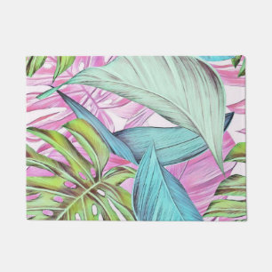 Paillasson Grande aquarelle feuille tropicale colorée