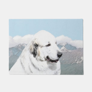 Paillasson Grands Pyrénées peignant - art original de chien