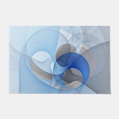 Paillasson Graphique d'art fractal gris bleu Abstrait moderne (Devant)