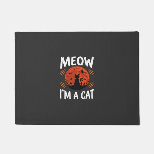 Paillasson Graphisme de silhouette de chat de lune drôle d'Ha (Devant)