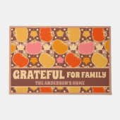 Paillasson Grateful for Family Nom personnalisé Boho Brown Pl (Devant)