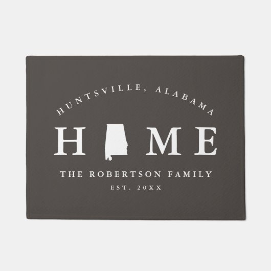 Paillasson Gray and White State of Alabama Map Mat,  (Devant)