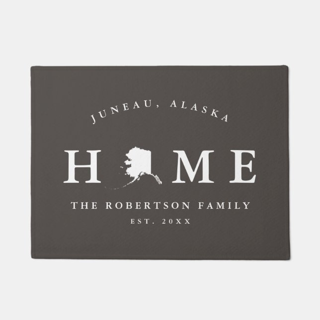 Paillasson Gray and White State of Alaska Map Mat, (Devant)