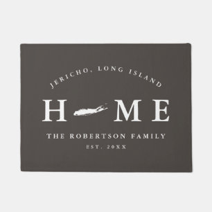 Paillasson Gray and White State of Long Island Map Mat,