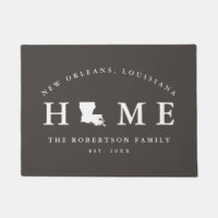 Gray and White State of Louisiana Carte Mat, mat d