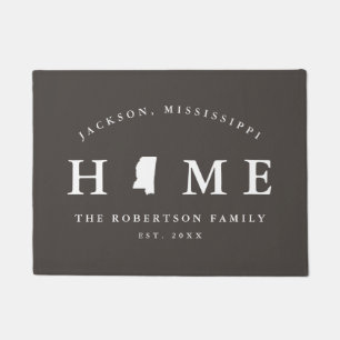 Paillasson Gray and White State of Mississippi Map Mat,