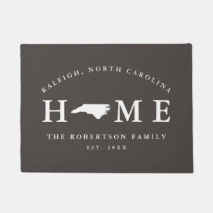 Paillasson Gray and White State of North Carolina Map Mat,