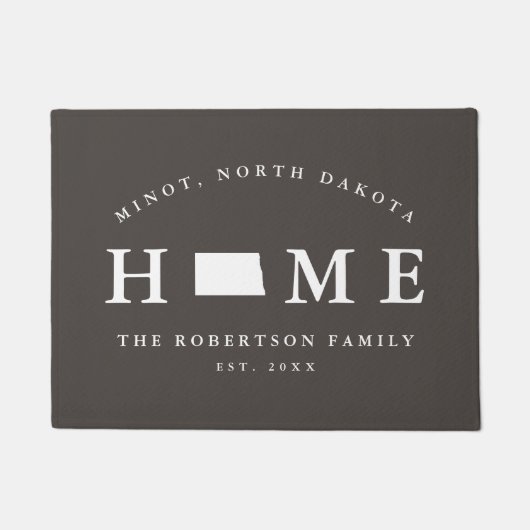 Paillasson Gray and White State of North Dakota Map Mat, (Devant)