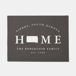 Paillasson Gray and White State of South Dakota Map Mat,
