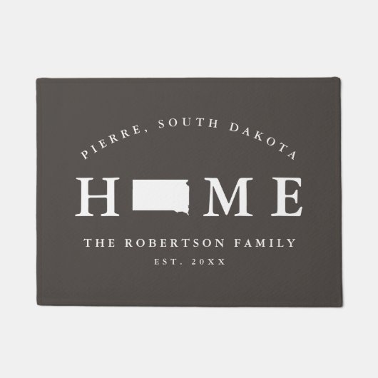 Paillasson Gray and White State of South Dakota Map Mat, (Devant)