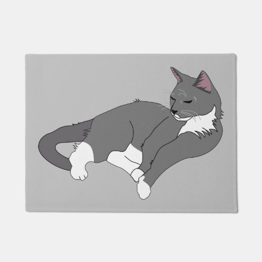 Paillasson Gray & White Tuxedo Cat (Devant)