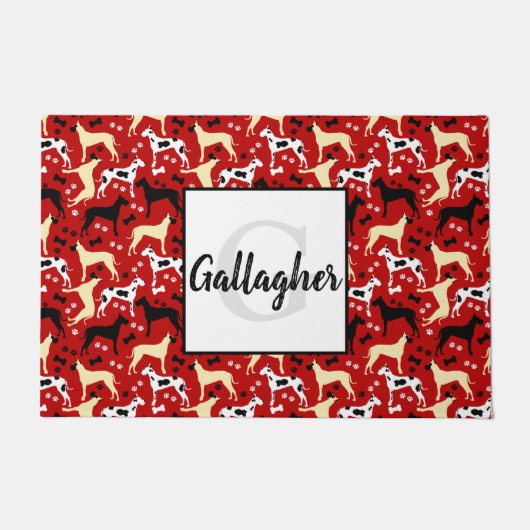 Paillasson Great Danes Monogramme Nom (Devant)
