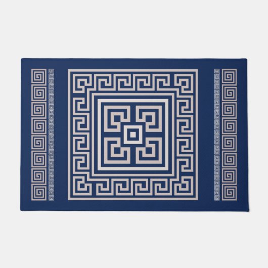 Paillasson Grec Meander - Grec Key - Bleu et crème (Devant)