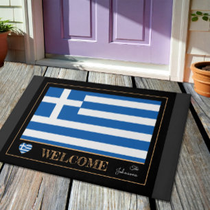 Paillasson Grèce House mat, drapeau grec sports / Bienvenue