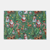 Paillasson Green Background Christmas Decorative Pattern (Devant)