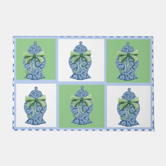 Paillasson Green Blue Ginger Jars Jar Mosaic (Devant)