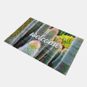 Paillasson Green Fuzzy Cactus Gros plan Photo Welcome Script (Incliné)