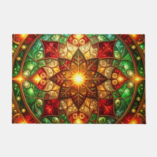 Paillasson Green Red Decorative Holiday Doormat (Devant)