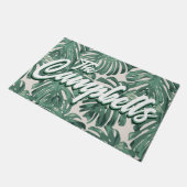 Paillasson Green Tropical Feuilles Script Nom mat Doormat (Incliné)