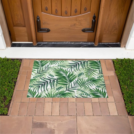 Paillasson Green Tropical Palm & Monstera Feuille (De plein air)