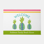 Paillasson Green Welcome 3 Tropical Pineapples Beach House (Devant)