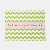 Paillasson Green Zigzag, Green Chevron, Votre Nom (Devant)