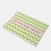 Paillasson Green Zigzag, Green Chevron, Votre Nom (Incliné)