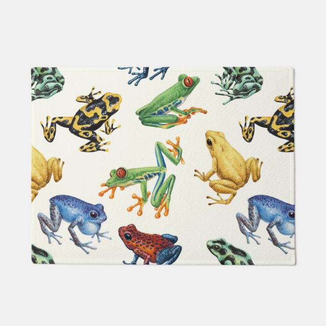 Paillasson Grenouilles sur blanc naturel (Devant)