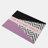 Paillasson Grey Zigzag, Grey Chevron, Purple, Votre Nom (Incliné)